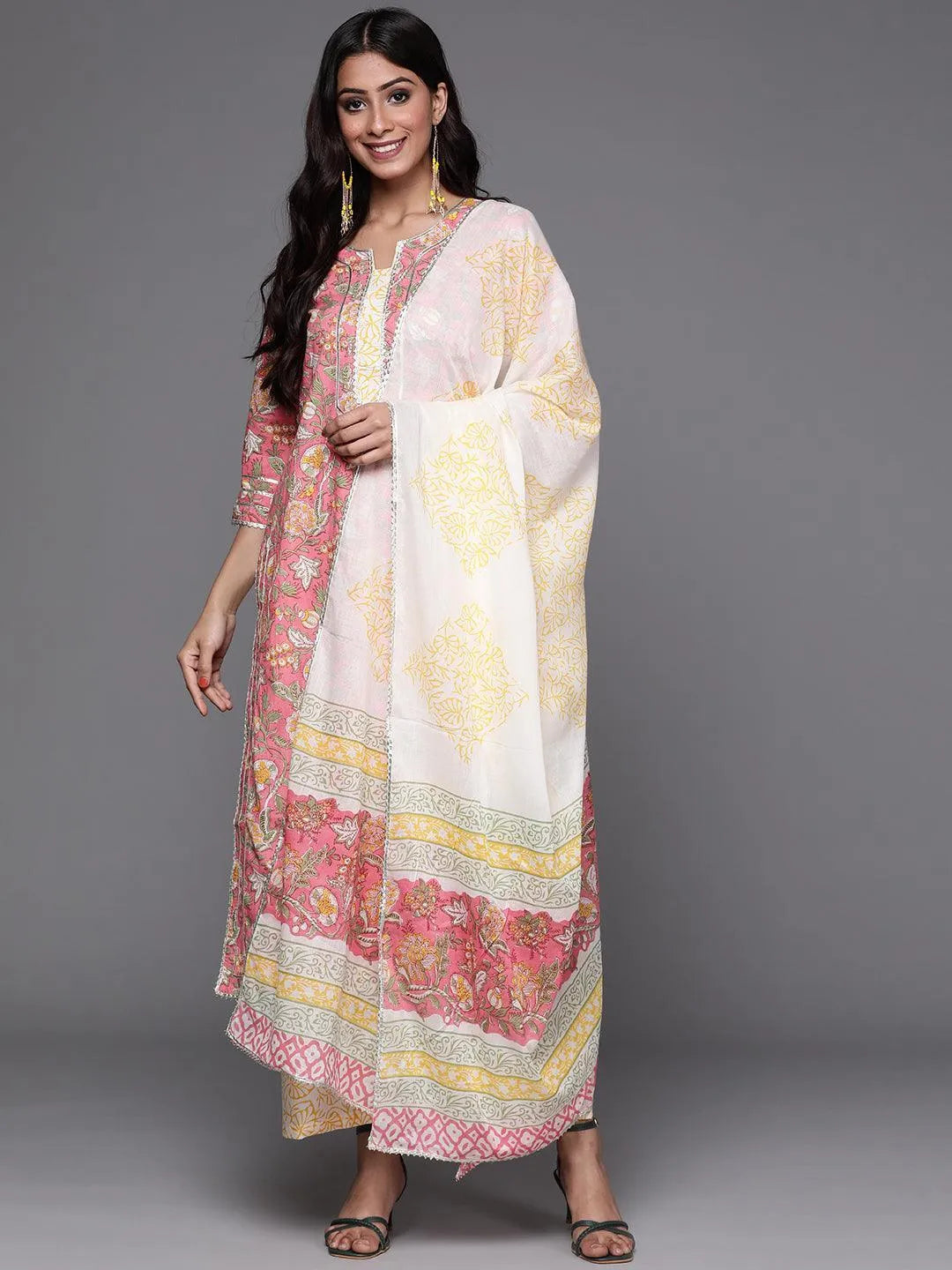 Pink Printed Cotton Suit Set - ShopLibas