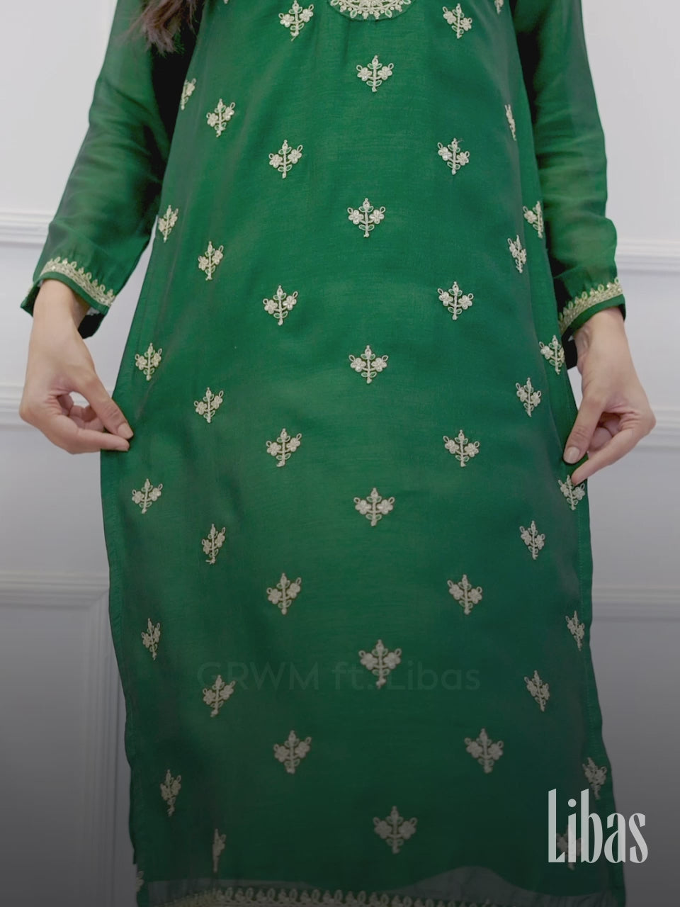 Green Yoke Design Silk Kurta