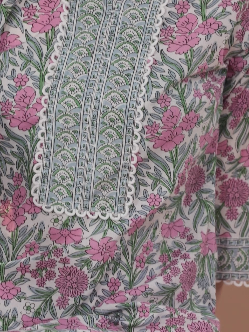 Pink Printed Cotton Straight Suit With Dupatta