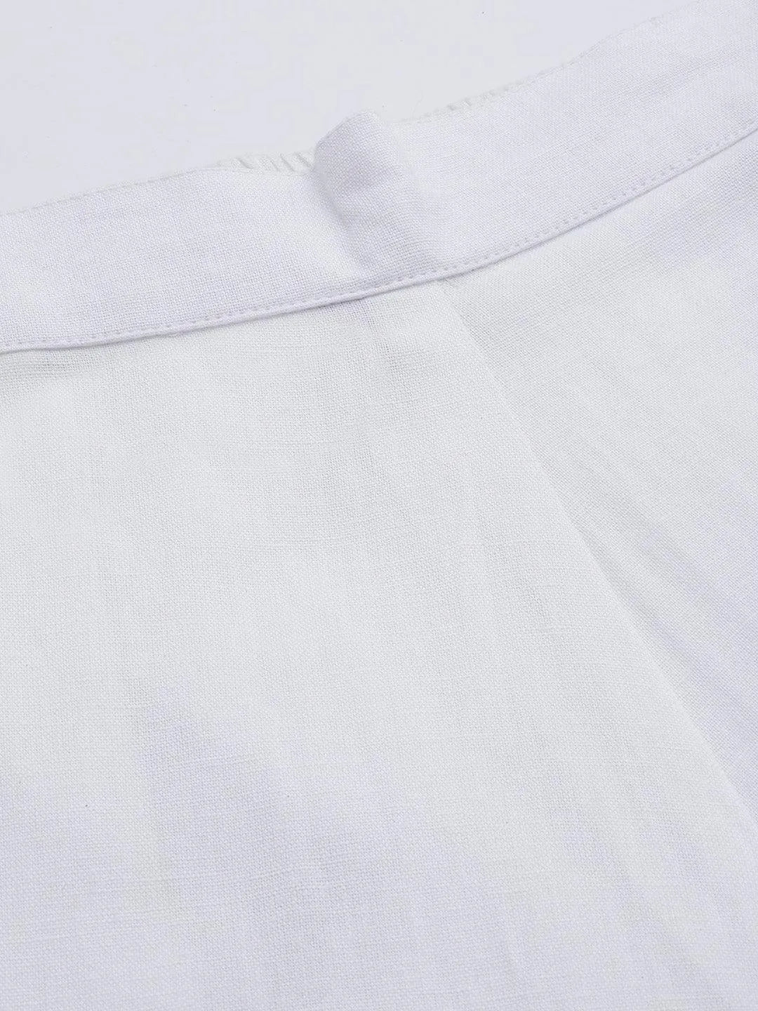 White Solid Cotton Trousers - ShopLibas