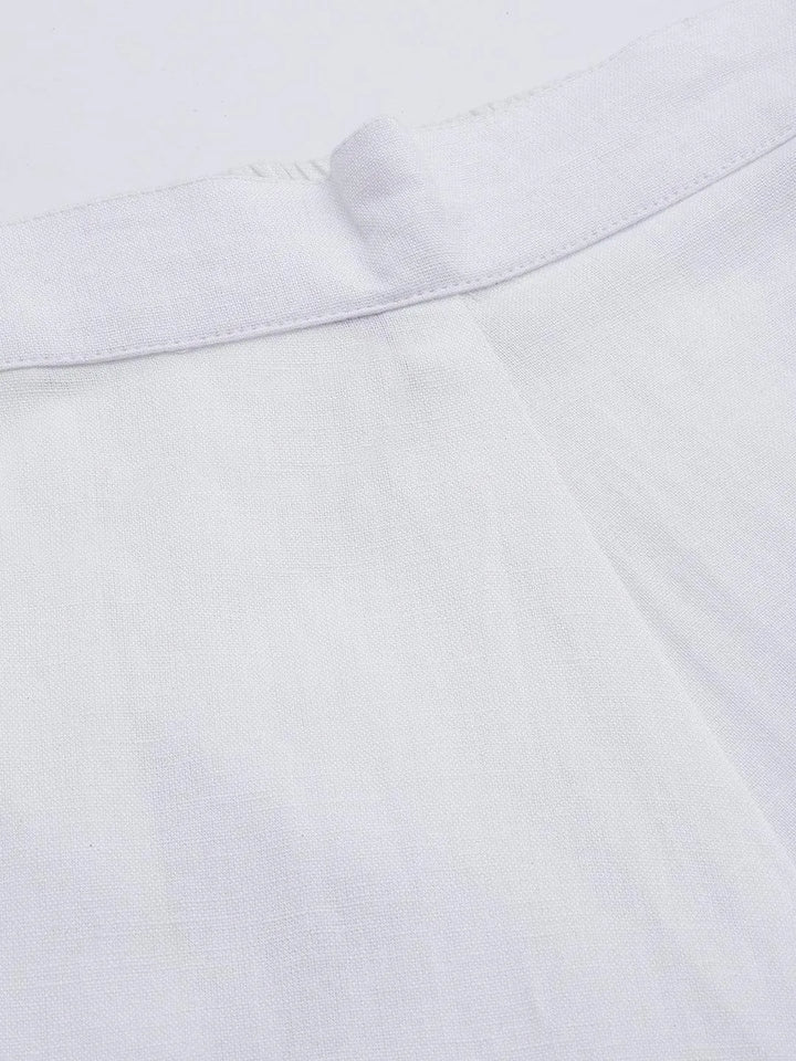 White Solid Cotton Trousers - ShopLibas