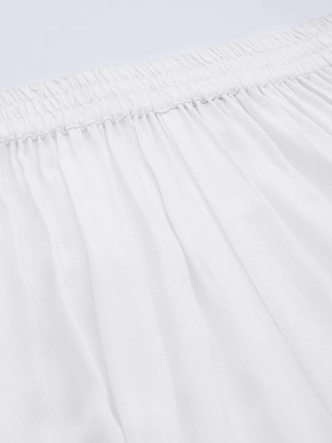 White Solid Rayon Palazzos