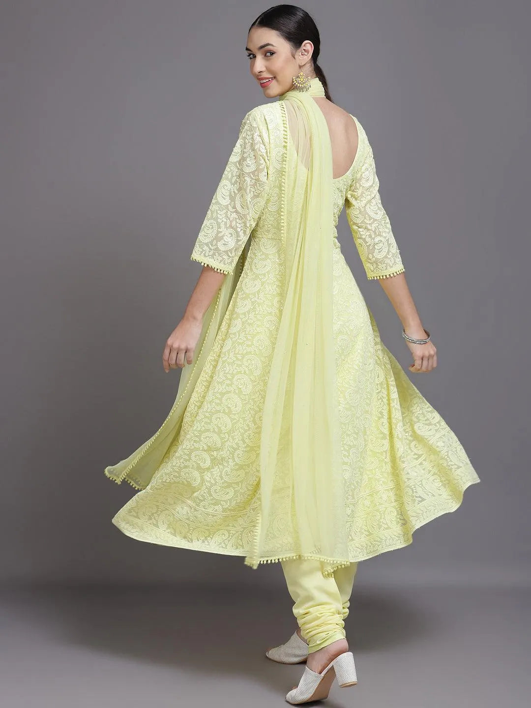 Yellow Embroidered Georgette Suit Set