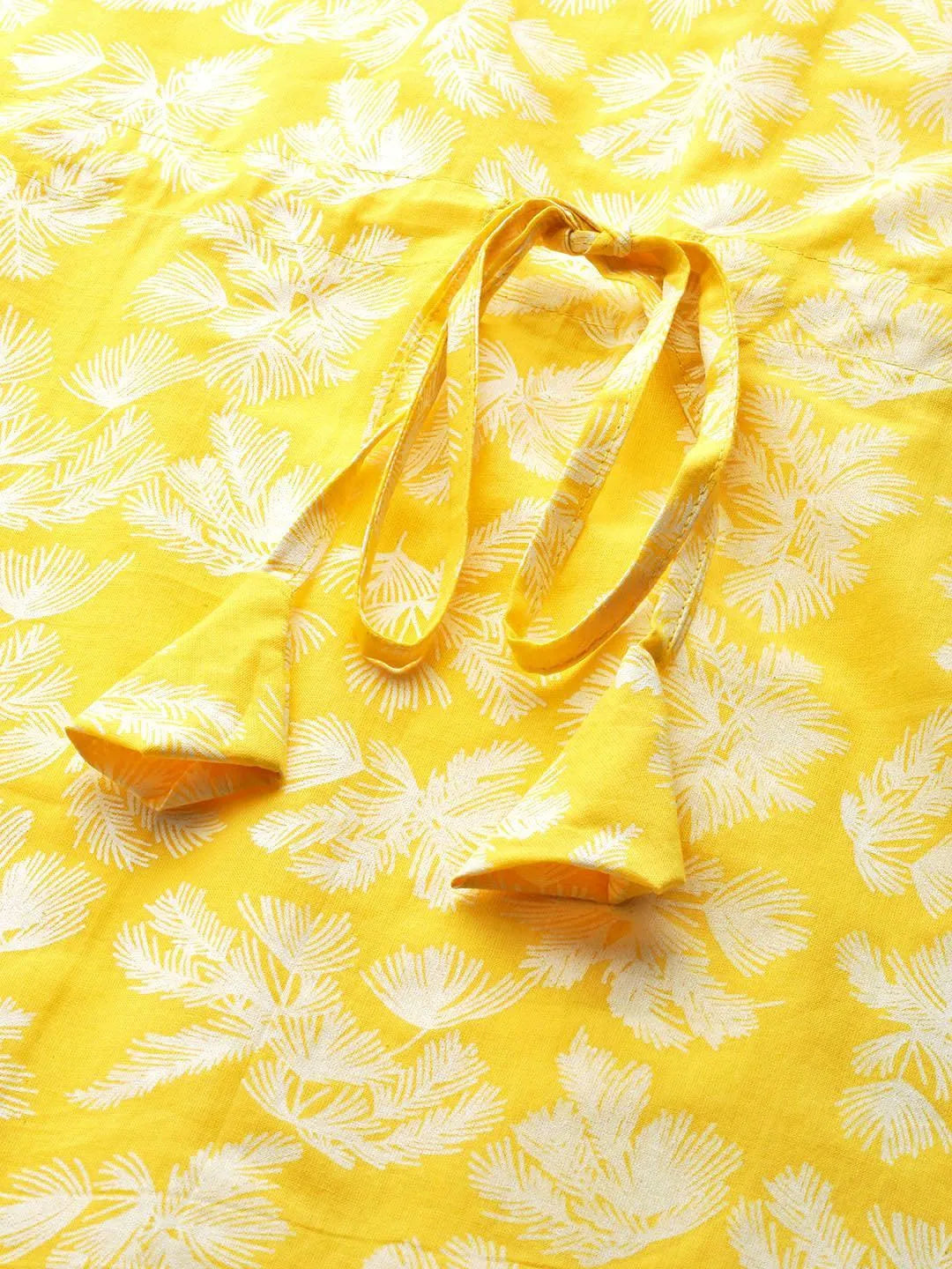 Yellow Printed Cotton Night Suit