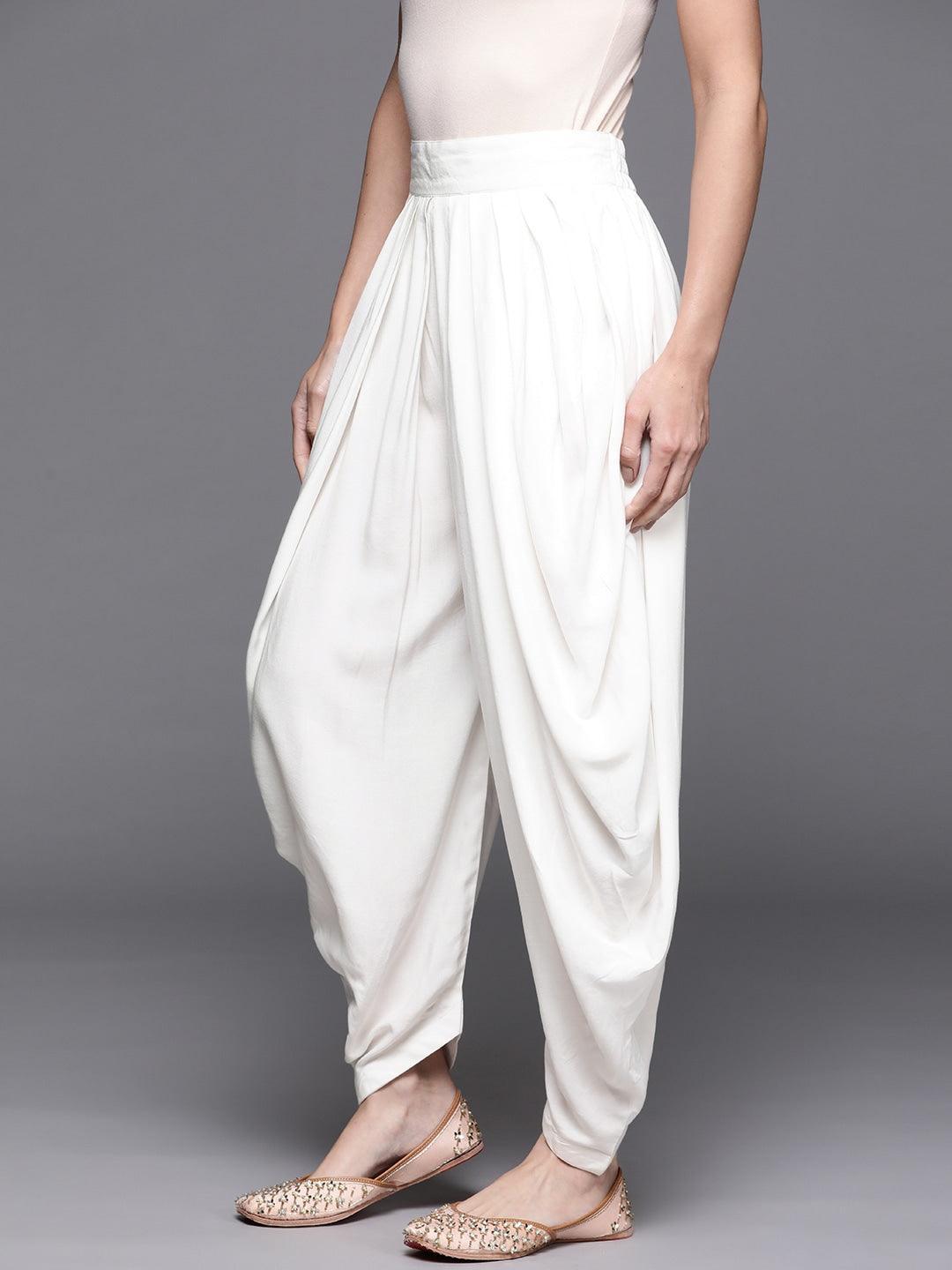 White Solid Rayon Salwar Pants - ShopLibas