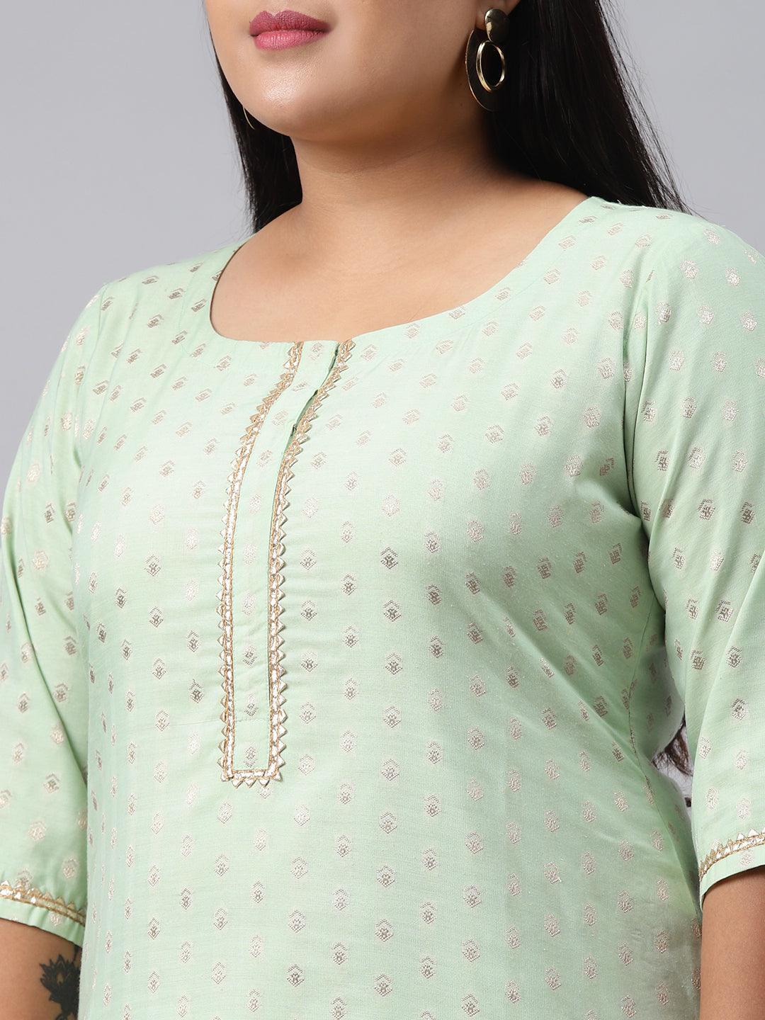 Plus Size Sea Green Chanderi Silk Kurta