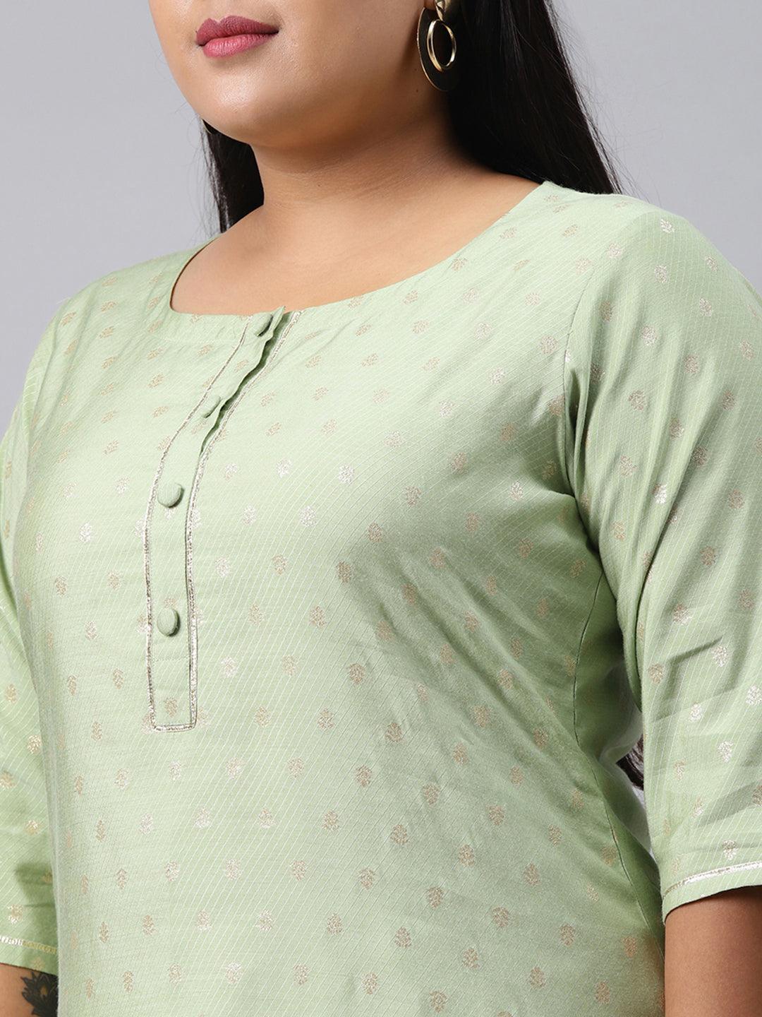 Plus Size Green Chanderi Silk Kurta