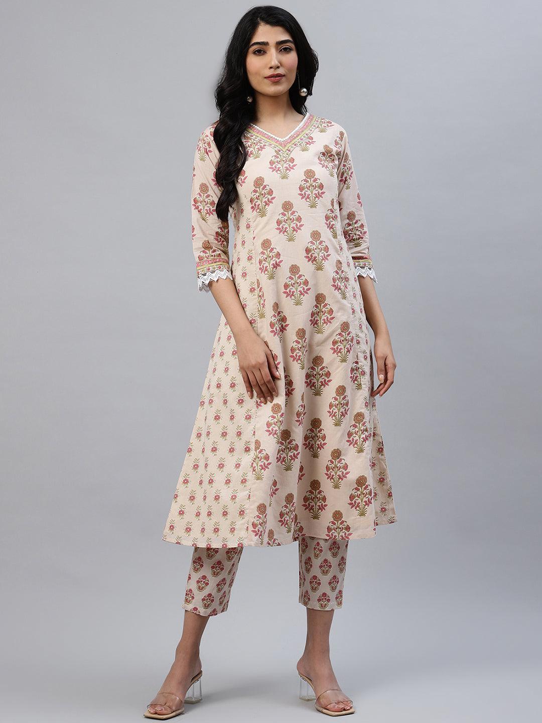 Multicoloured Printed Cotton Kurta