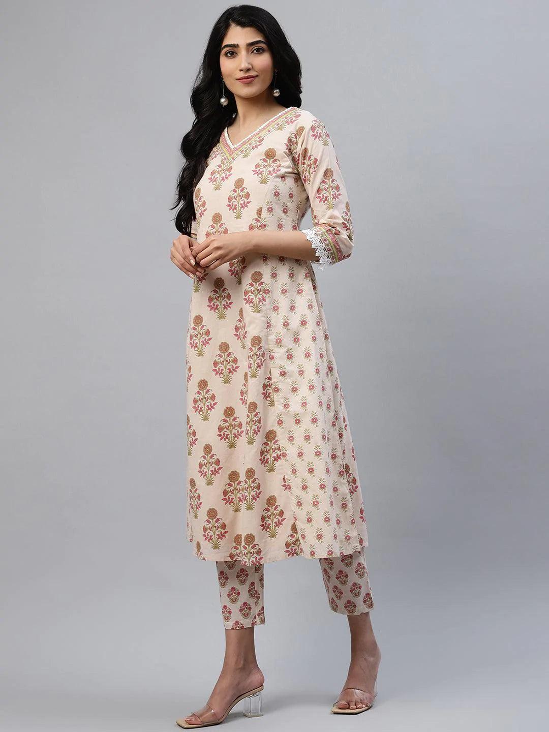 Multicoloured Printed Cotton Kurta - ShopLibas