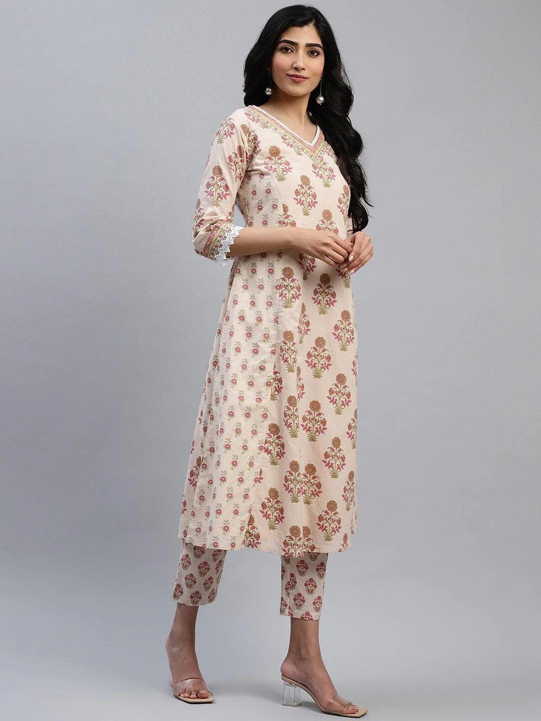 Multicoloured Printed Cotton Kurta