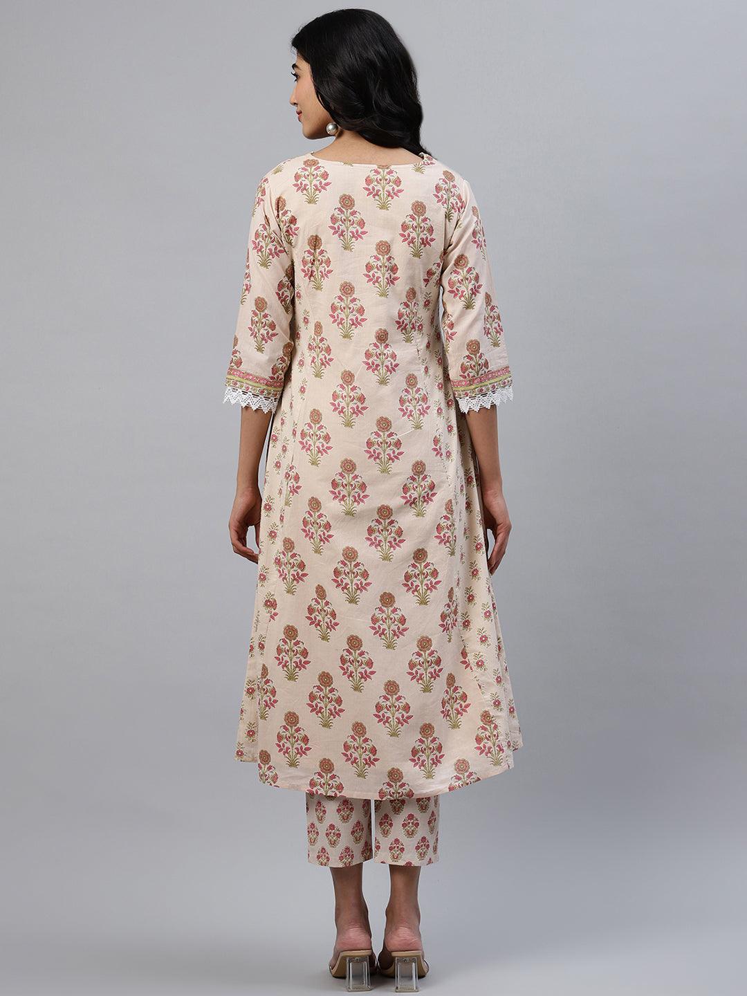 Multicoloured Printed Cotton Kurta