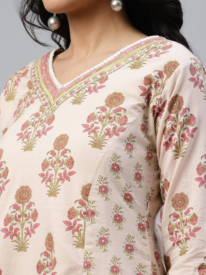 Multicoloured Printed Cotton Kurta - ShopLibas