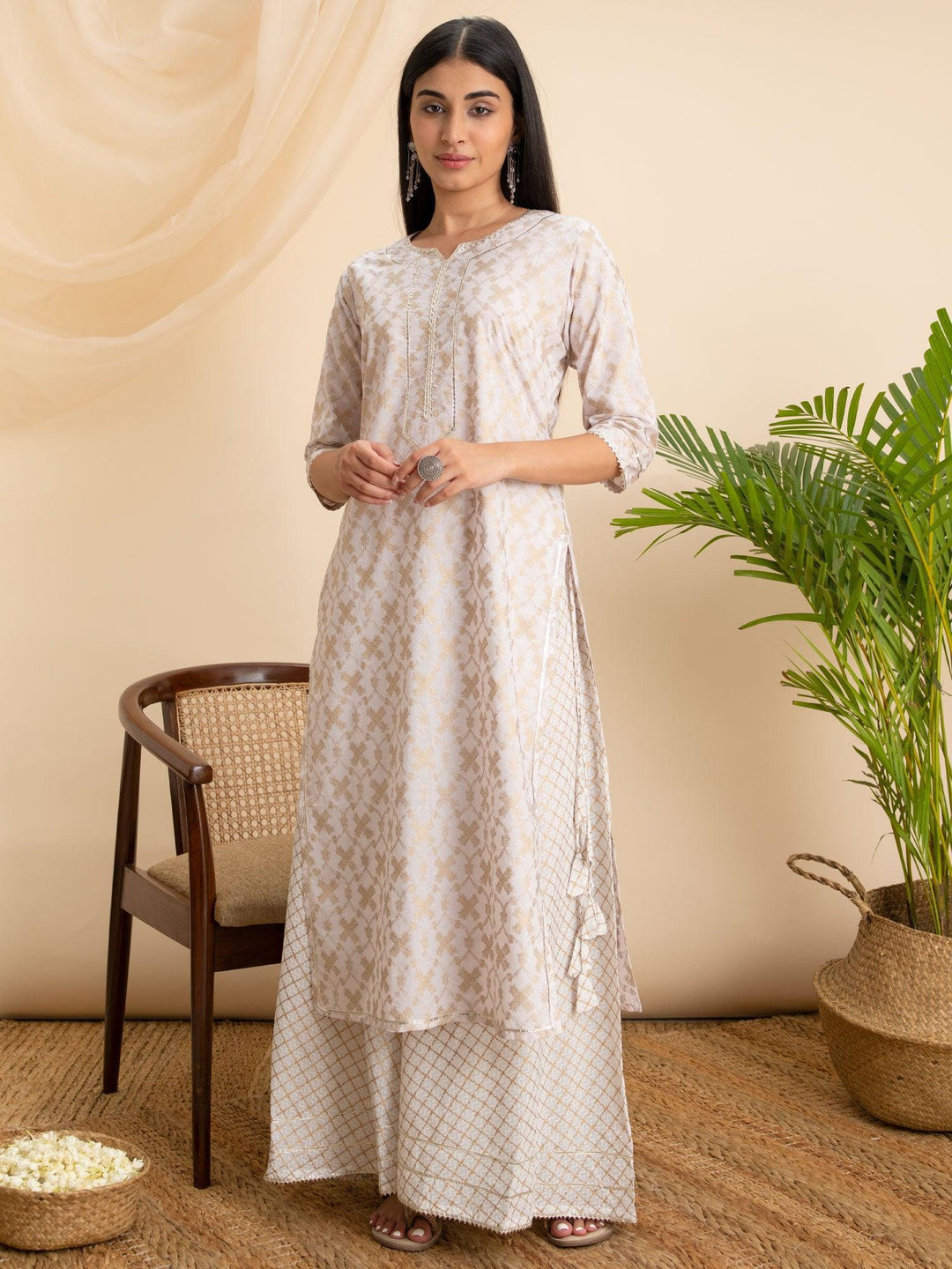 Pink Printed Cotton Kurta - ShopLibas