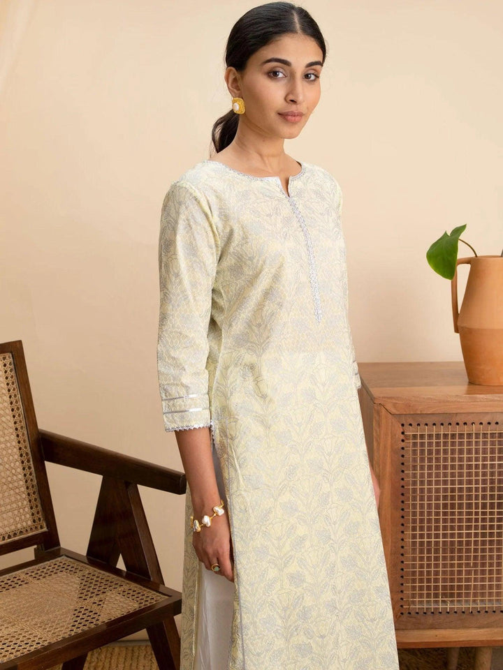 Green Printed Cotton Kurta - ShopLibas