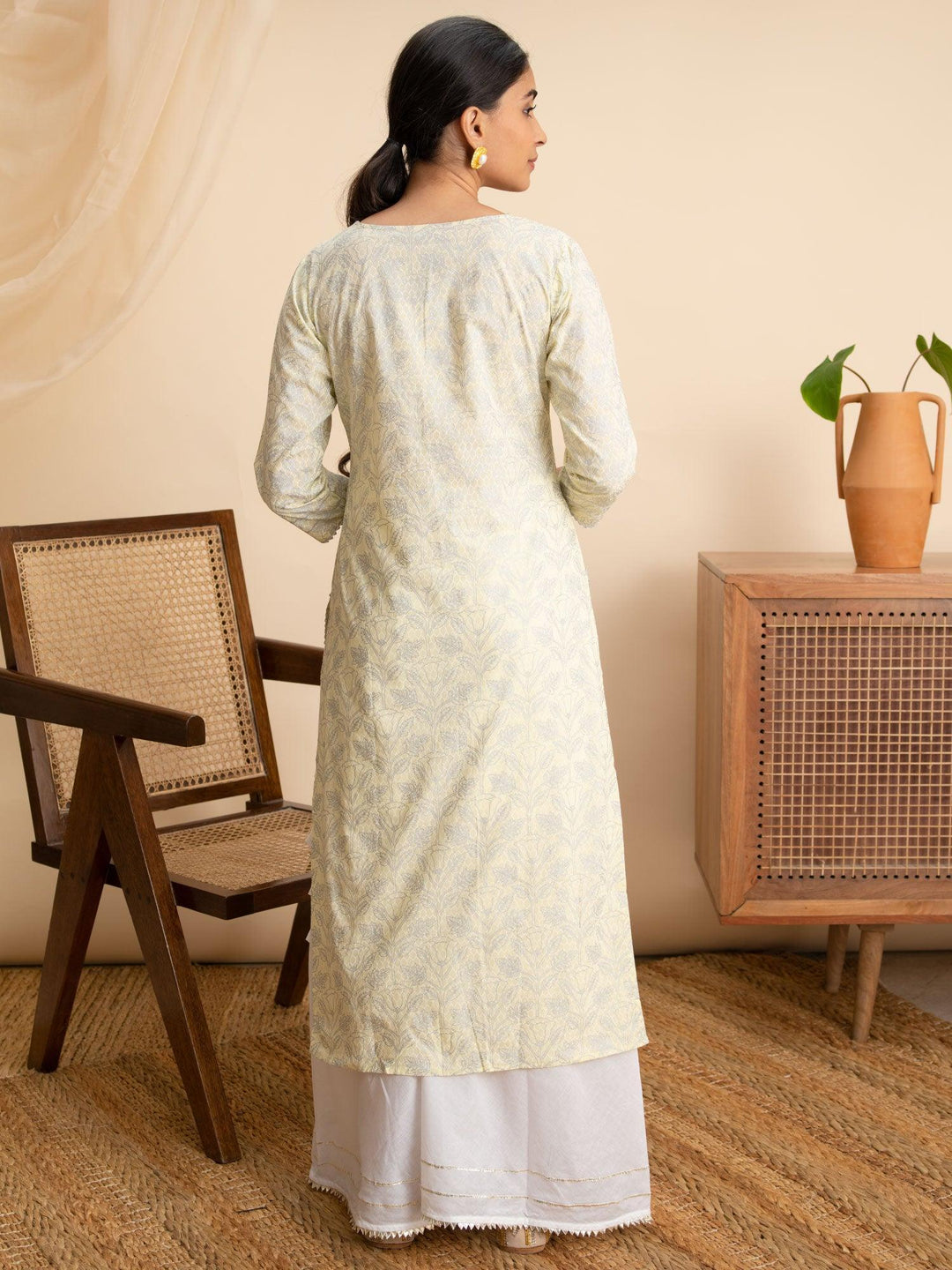 Green Printed Cotton Kurta - ShopLibas