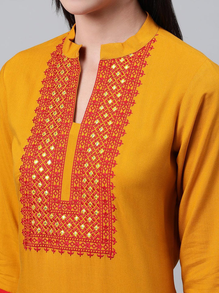 Yellow Solid Rayon Kurta - ShopLibas