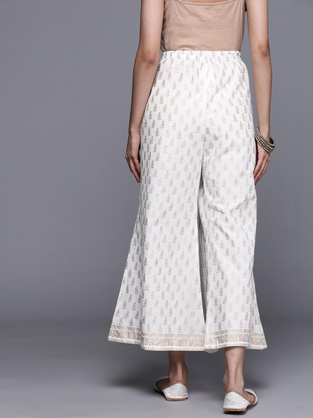 White Printed Cotton Palazzos