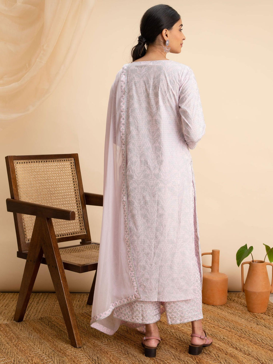 Pink Printed Cotton Suit Set - ShopLibas