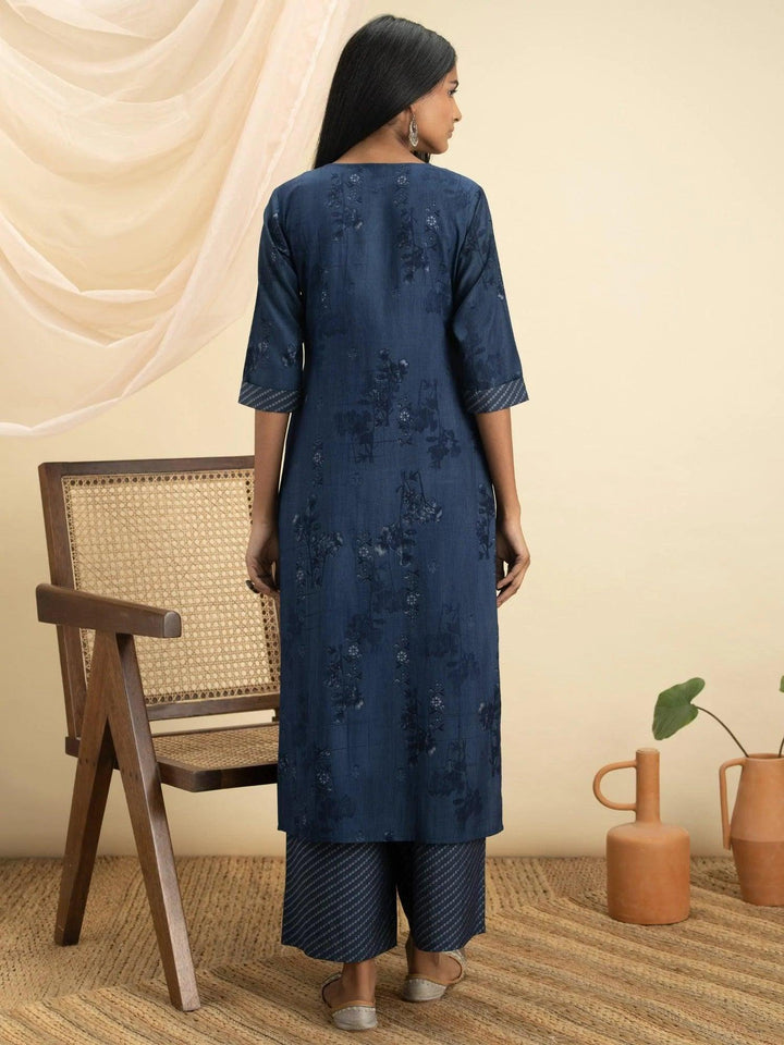 Indigo Printed Rayon Kurta Set - ShopLibas