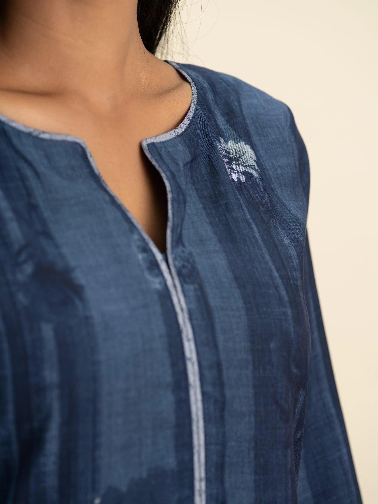 Indigo Printed Rayon Kurta Set