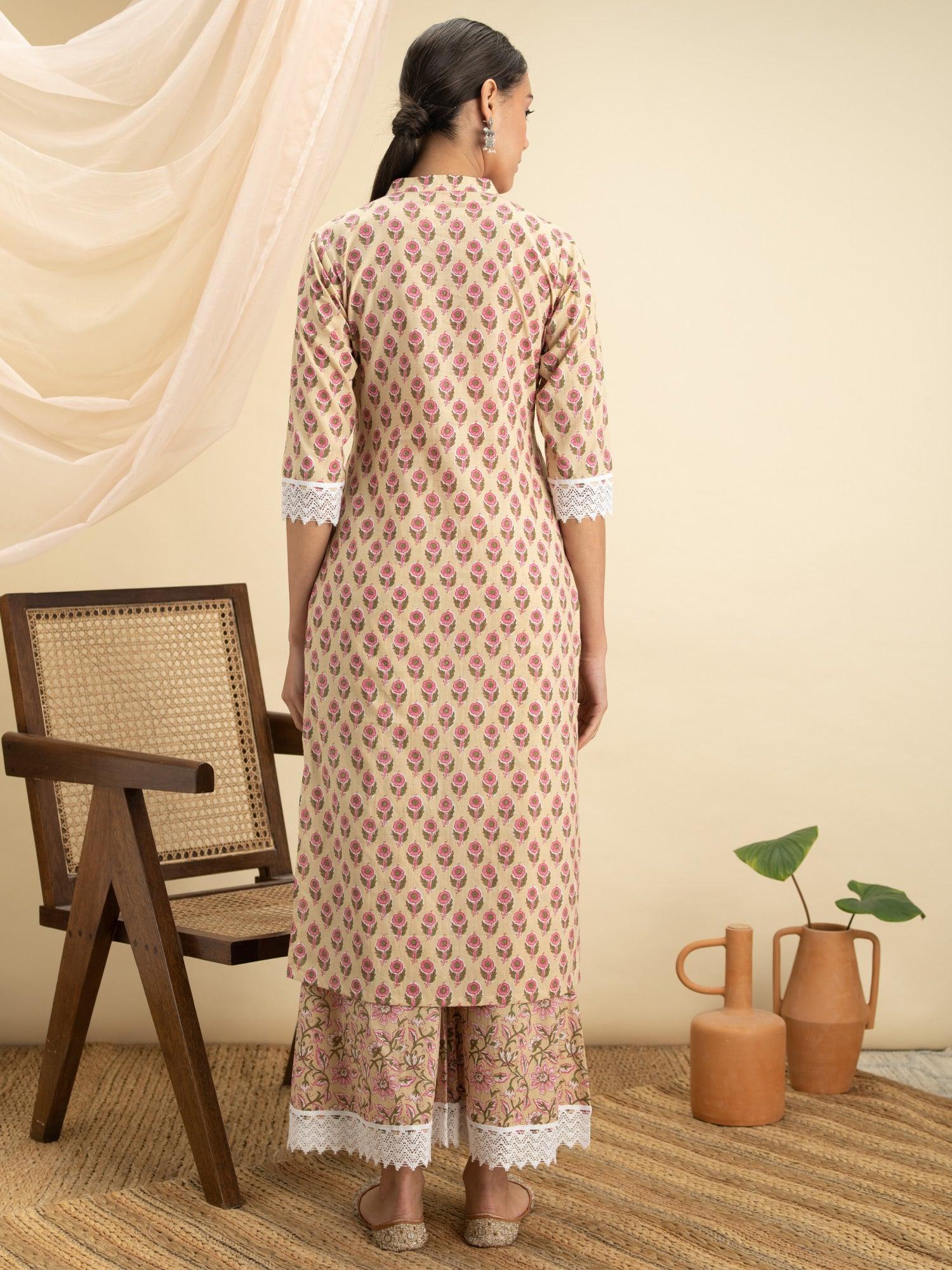 Off-White Printed Kurta Set