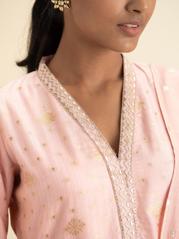 Pink Self Design Chanderi Silk Suit Set - ShopLibas