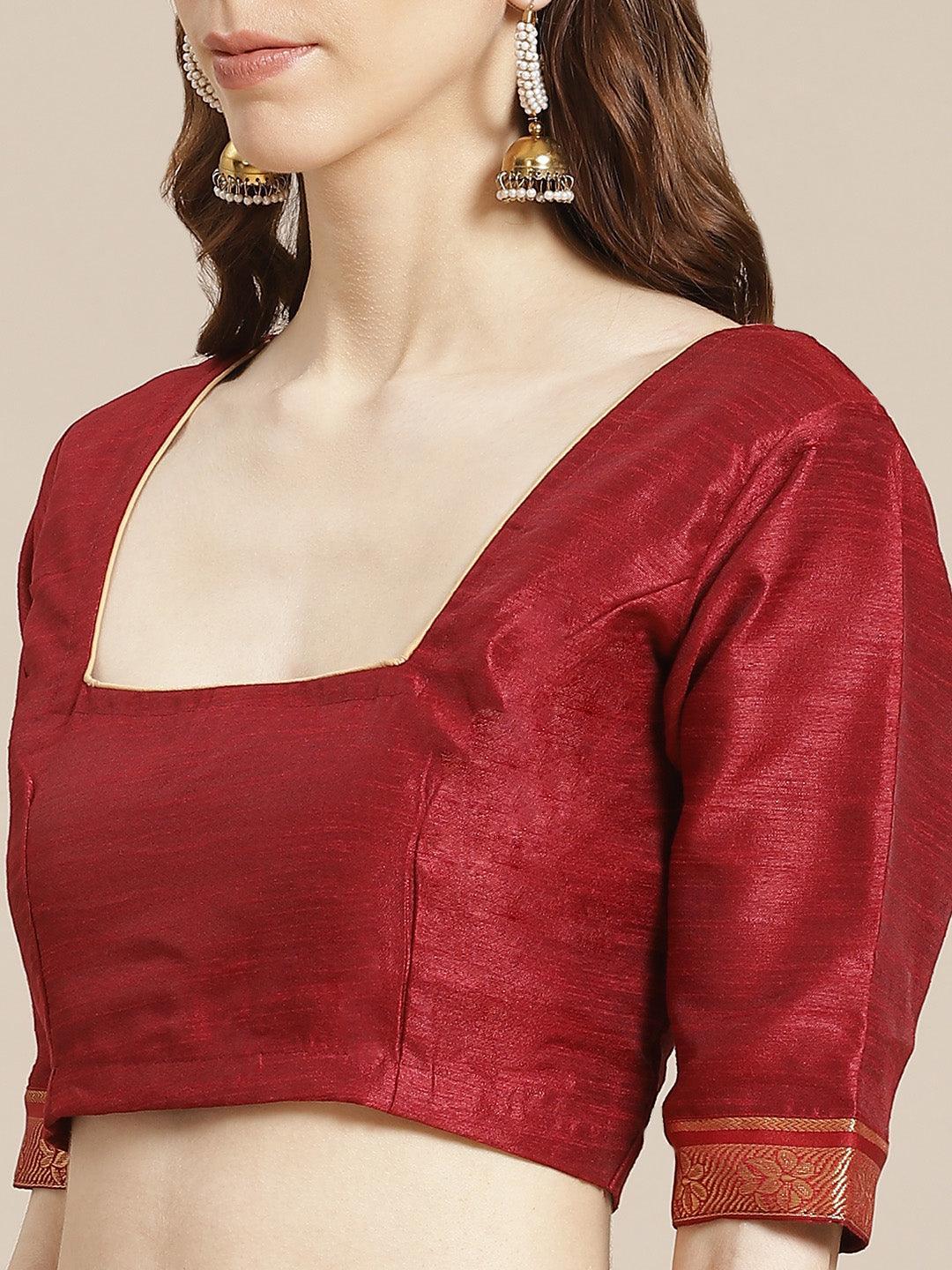 Maroon Printed Chiffon Saree