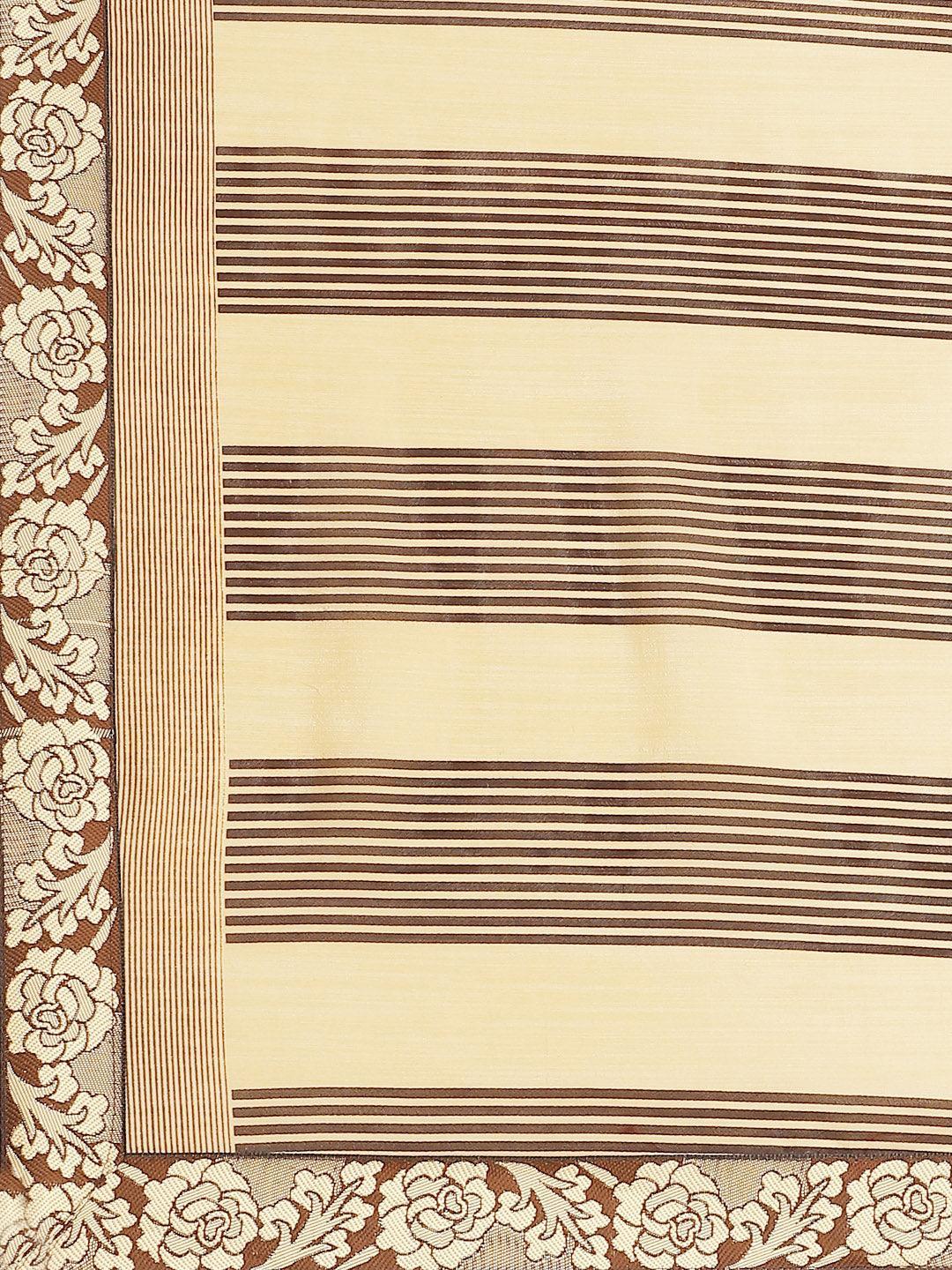 Beige Striped Chiffon Saree