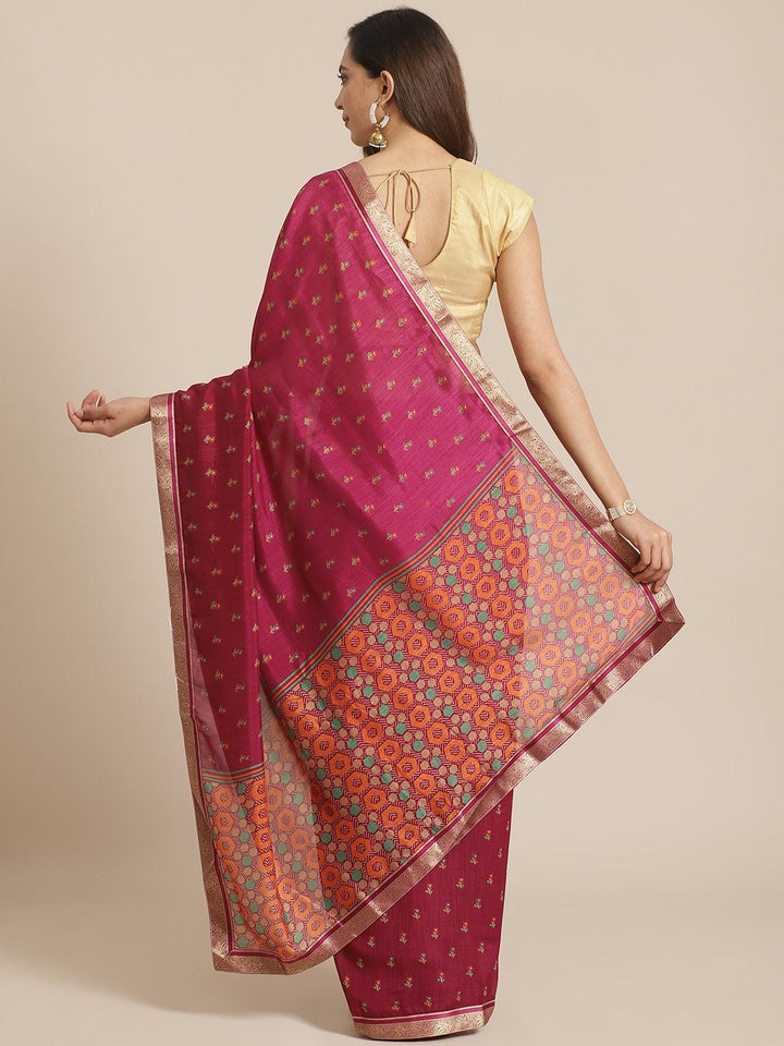 Purple Printed Chiffon Saree - ShopLibas