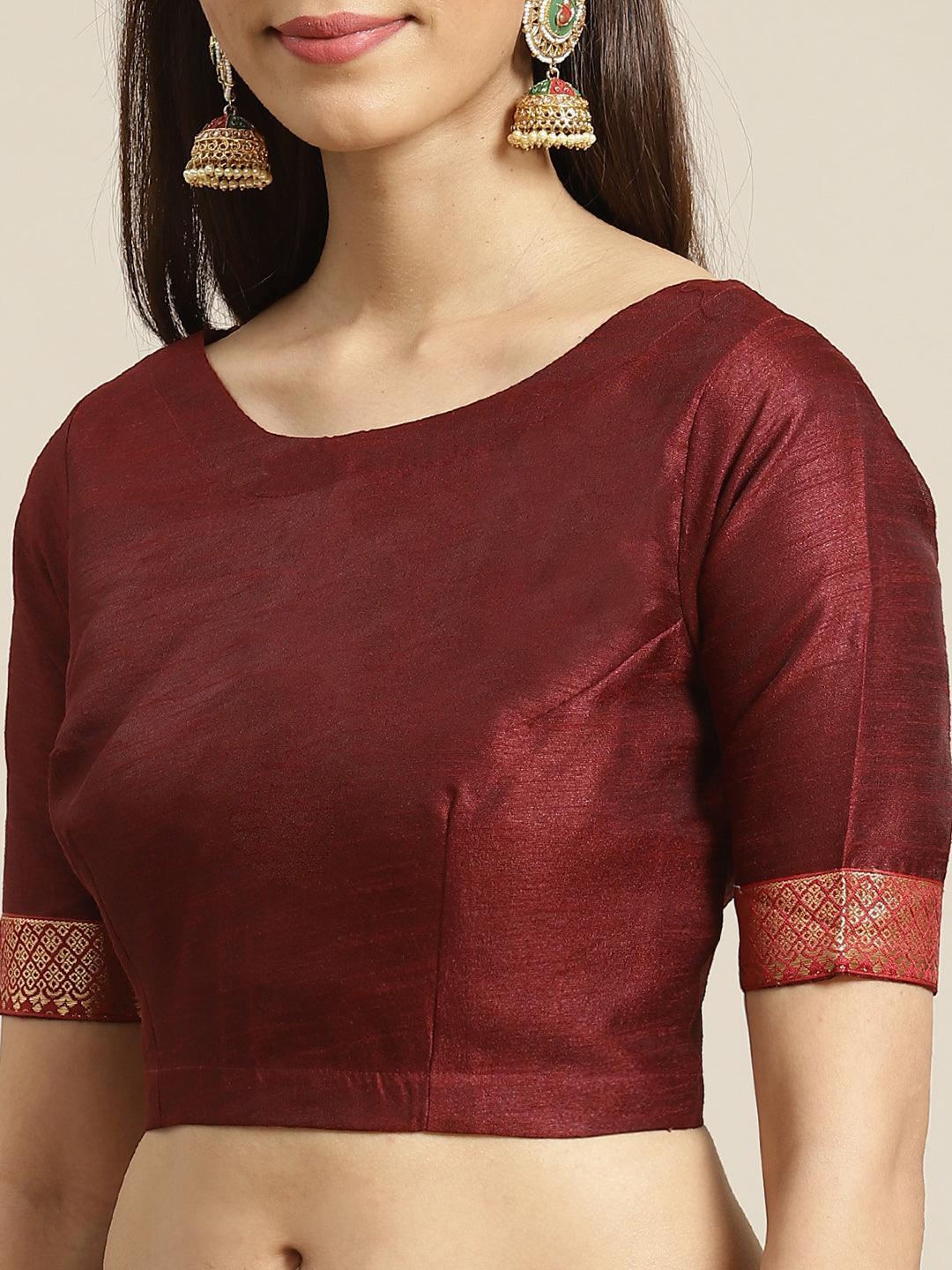 Maroon Printed Chiffon Saree