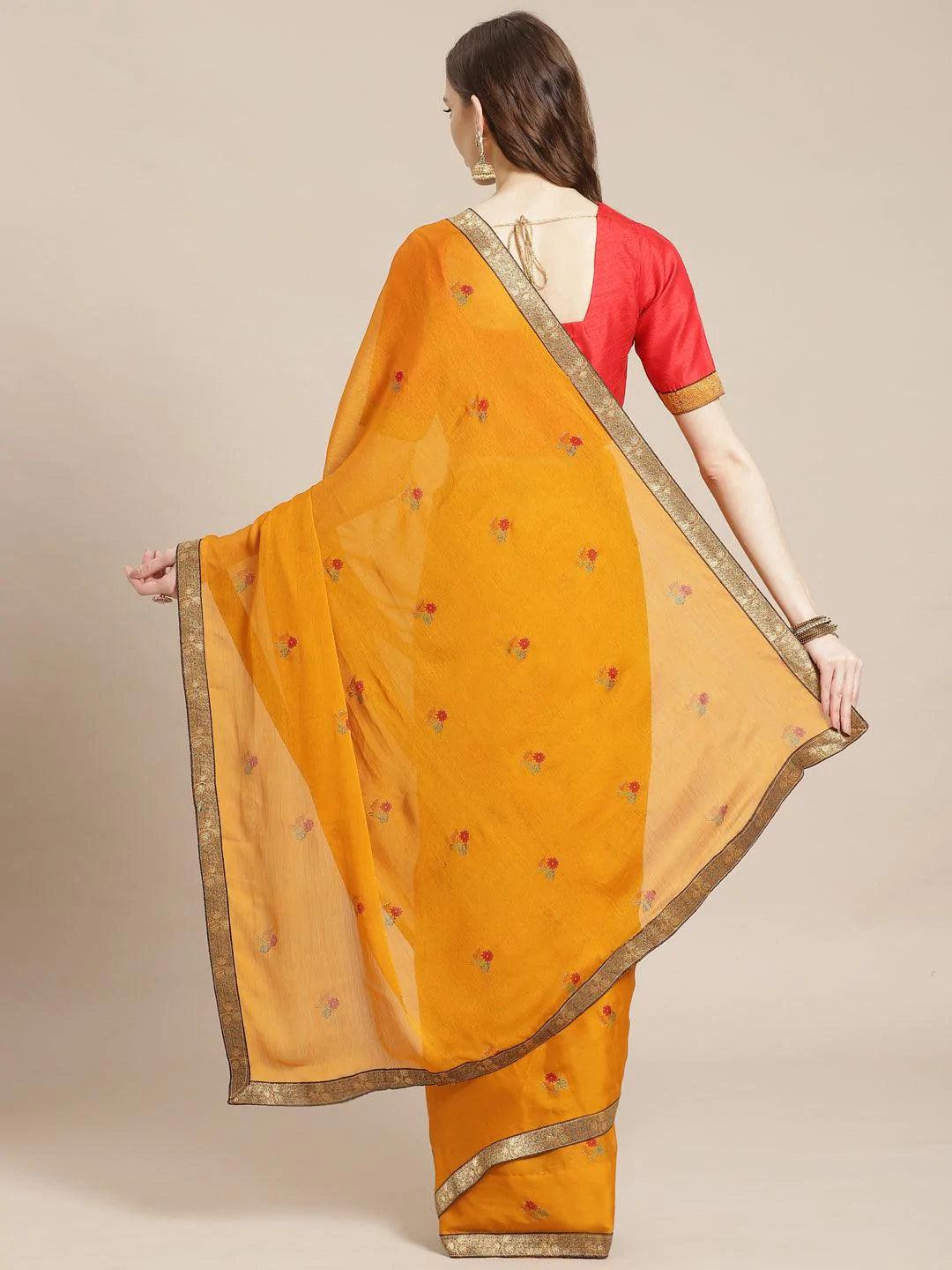 Yellow Printed Chiffon Saree