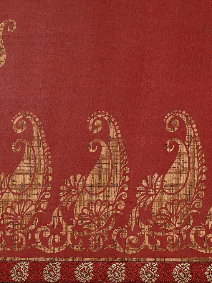 Maroon Printed Chiffon Saree - ShopLibas