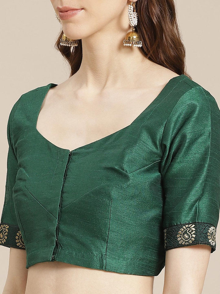 Green Printed Chiffon Saree - ShopLibas