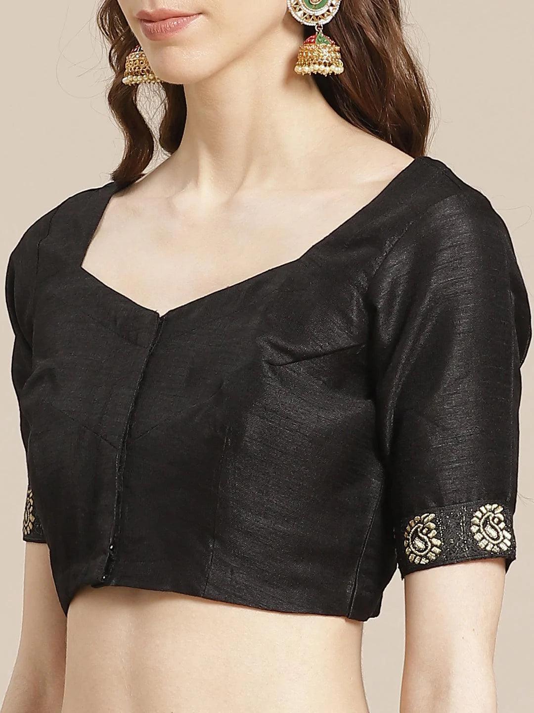 Black Printed Chiffon Saree