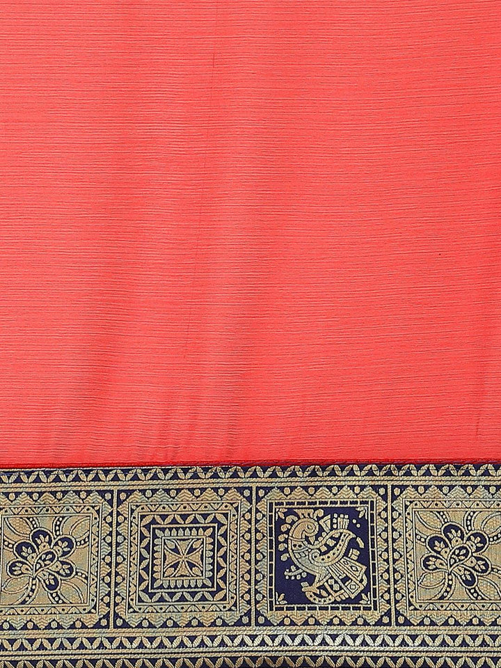 Red Woven Design Chiffon Saree - ShopLibas