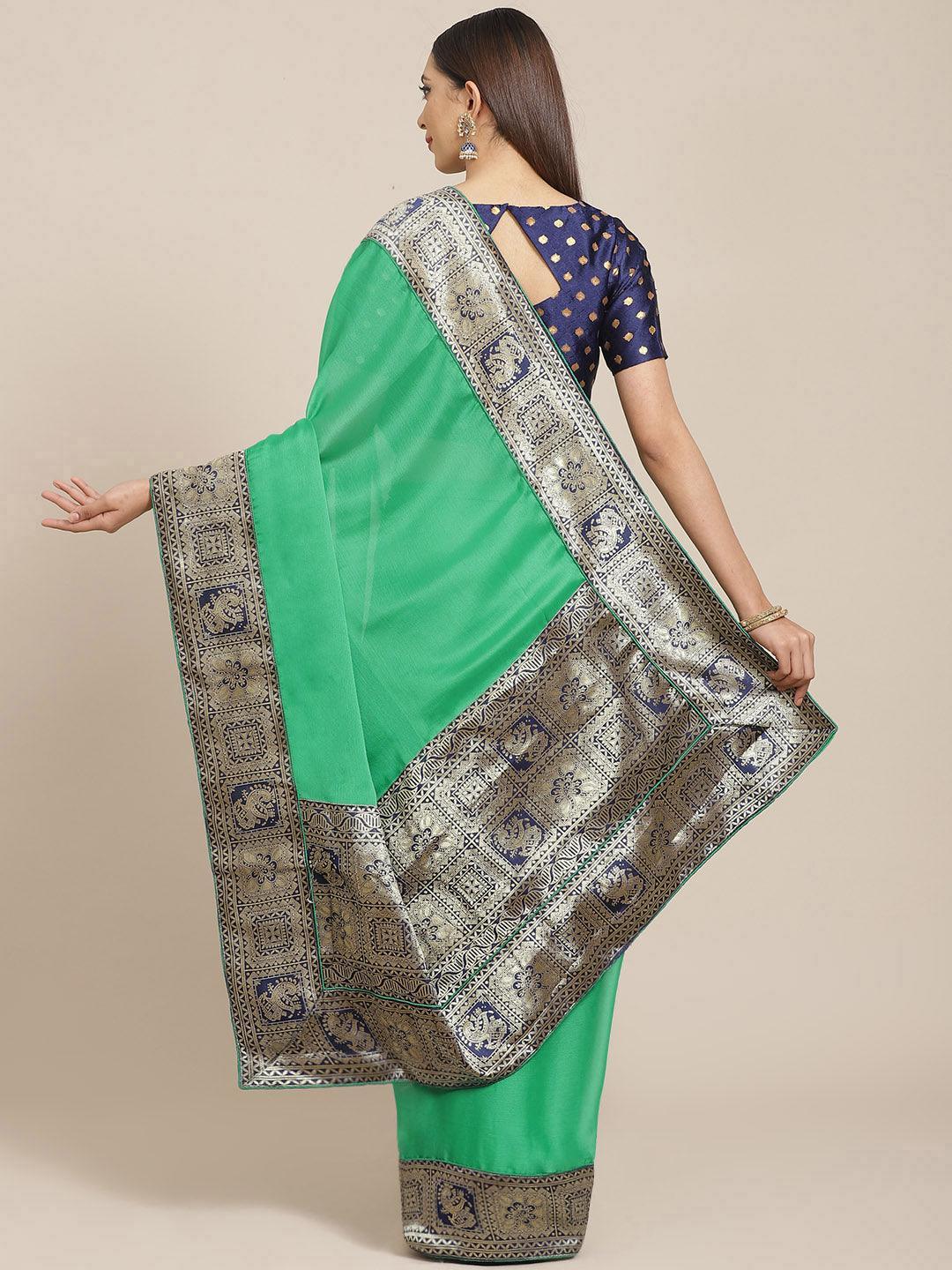 Green Woven Design Chiffon Saree