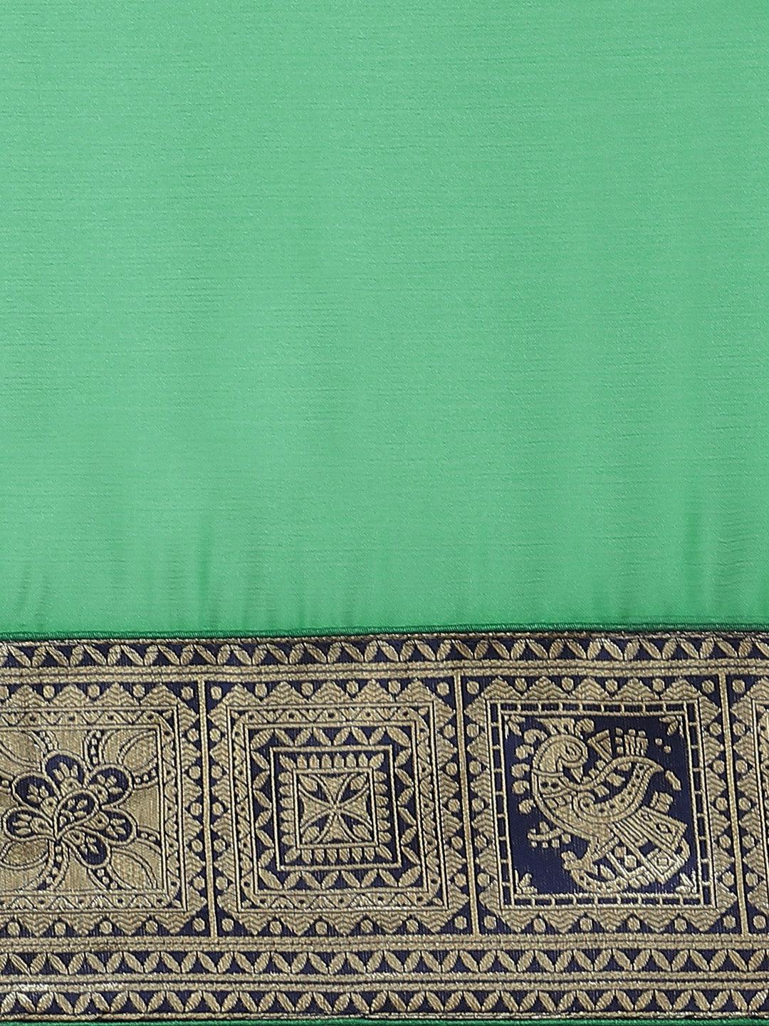 Green Woven Design Chiffon Saree