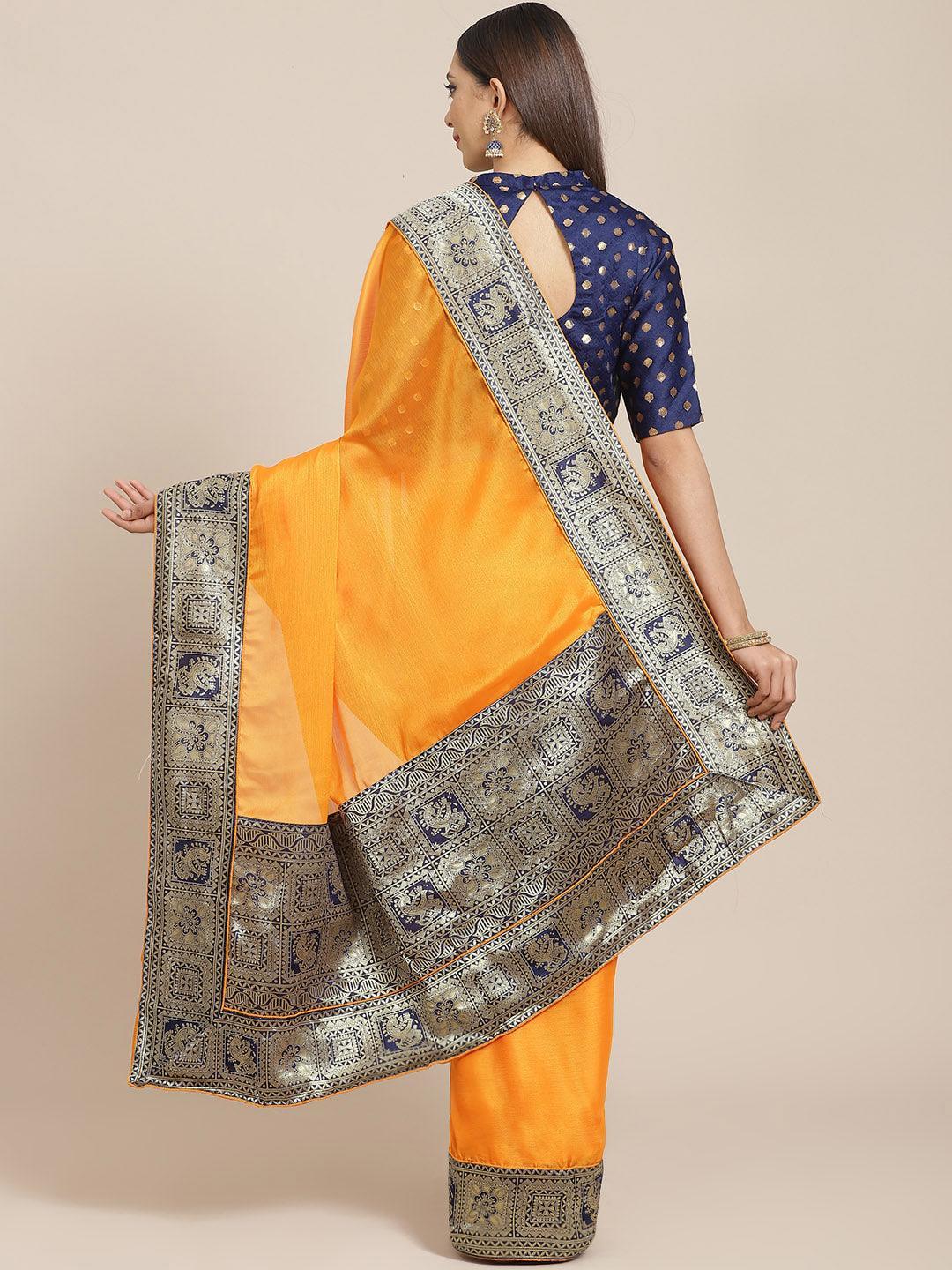 Orange Woven Design Chiffon Saree