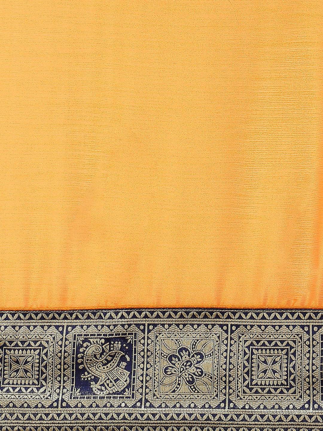 Orange Woven Design Chiffon Saree