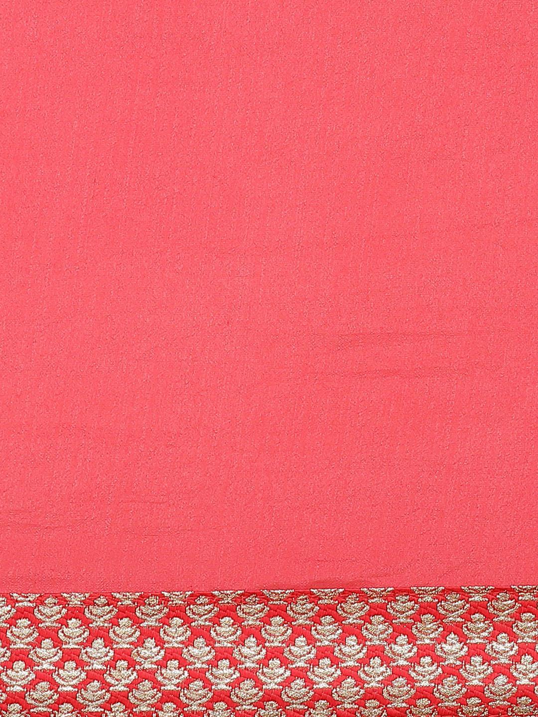 Pink Solid Georgette Saree