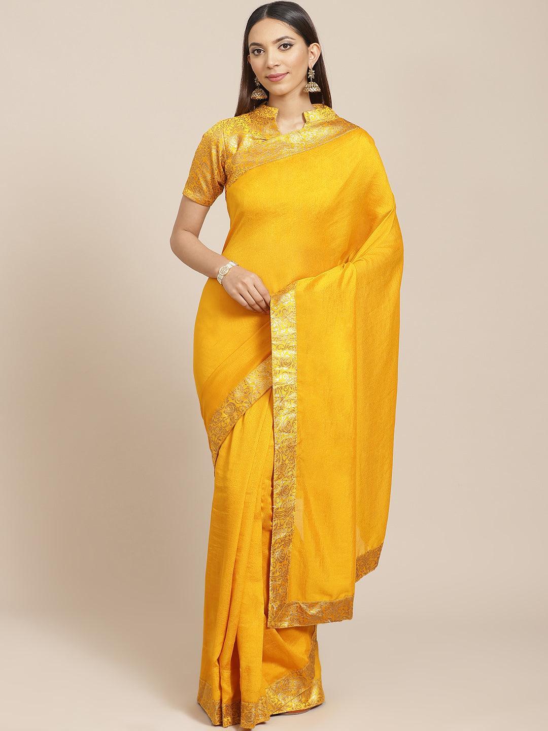 Yellow Solid Georgette Saree