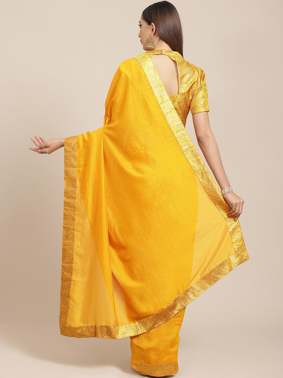 Yellow Solid Georgette Saree