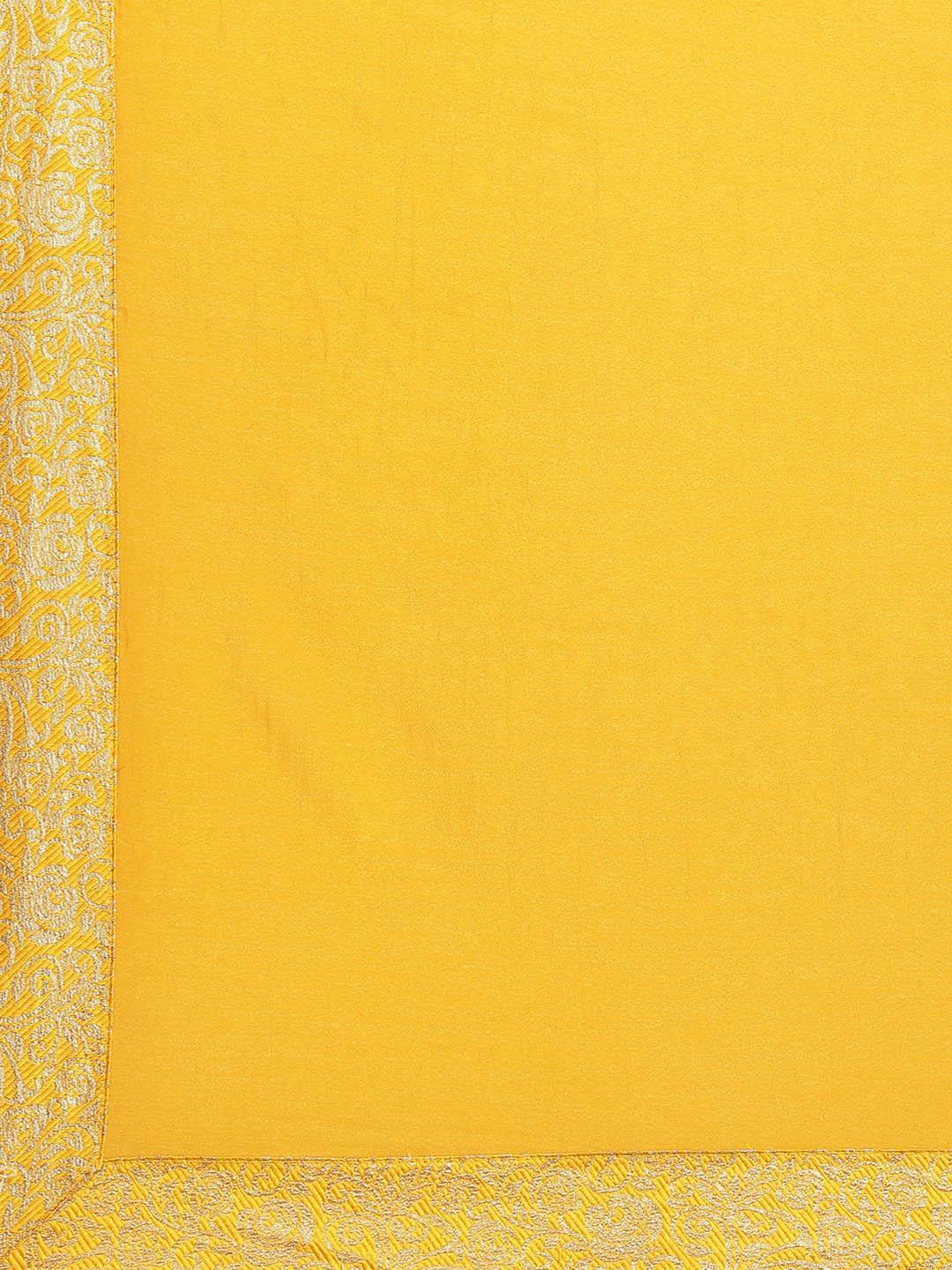 Yellow Solid Georgette Saree