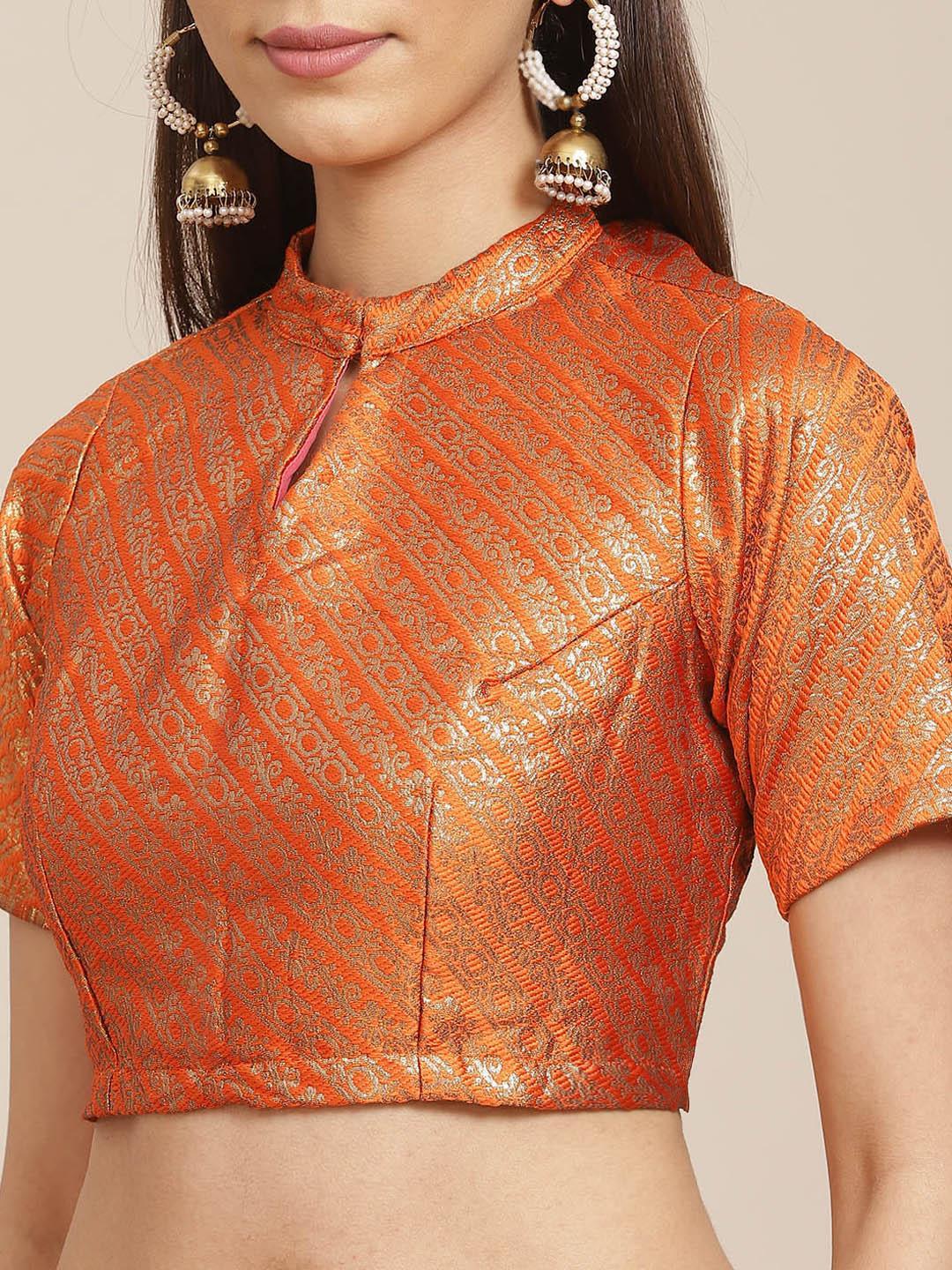 Orange Solid Chiffon Saree