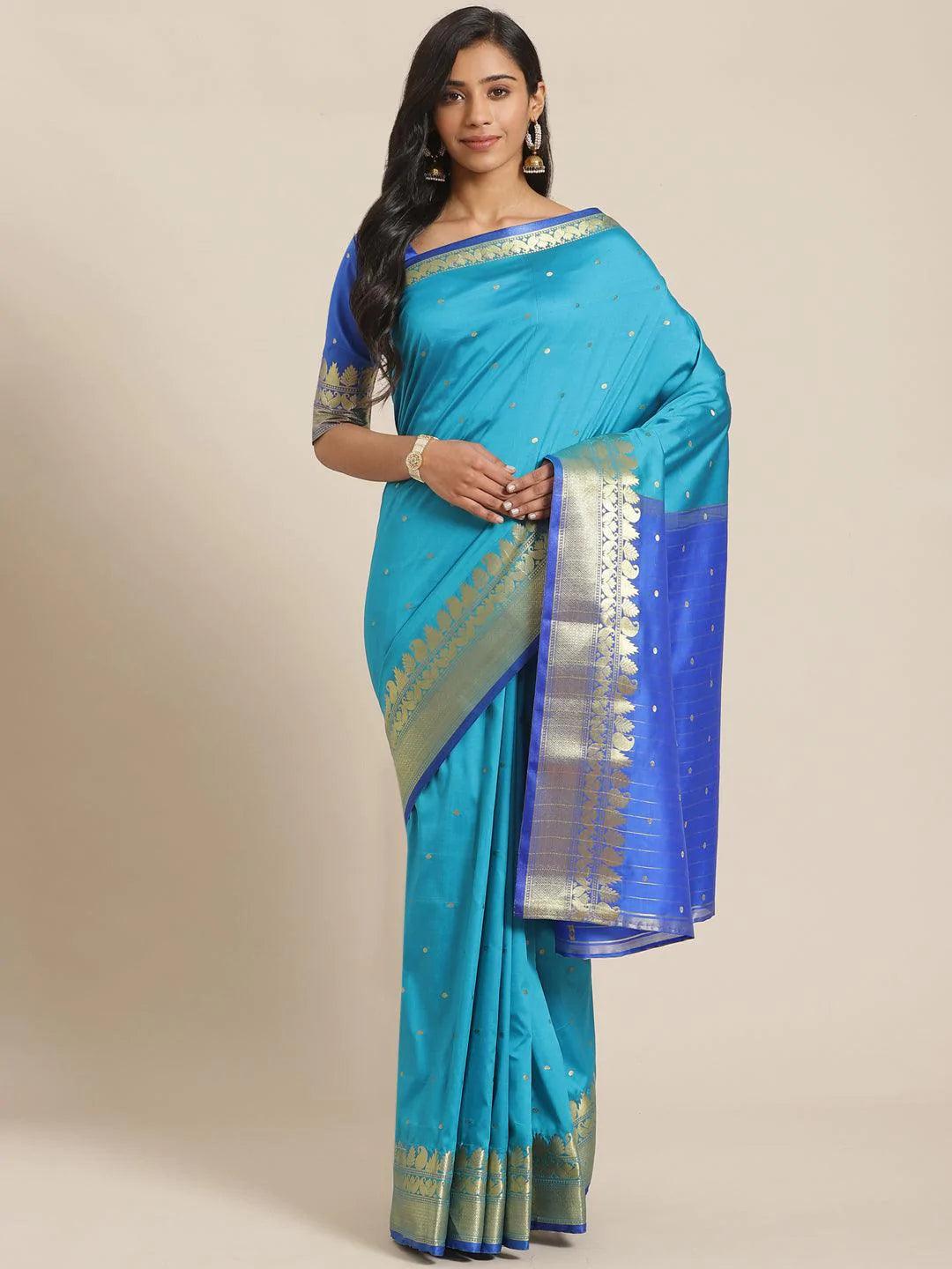 Blue Woven Design Silk Saree