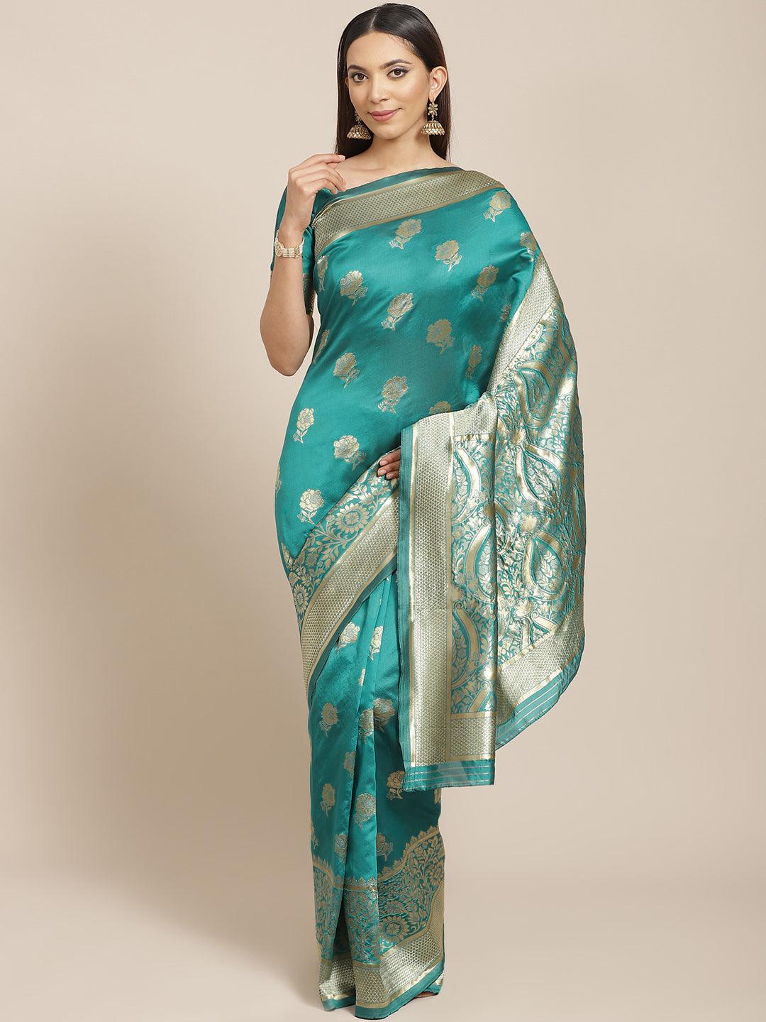 Green Woven Design Brocade Saree