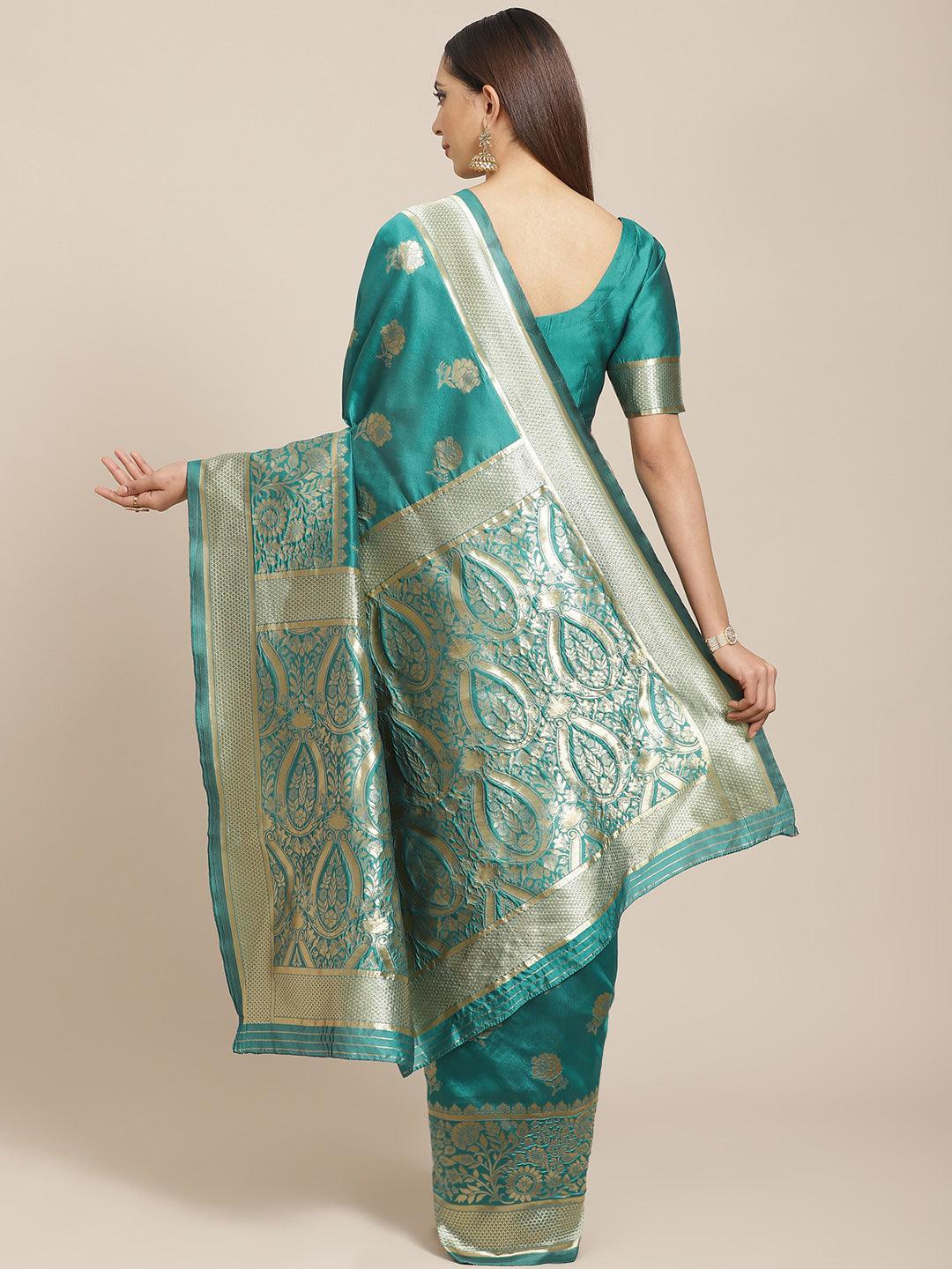 Green Woven Design Brocade Saree