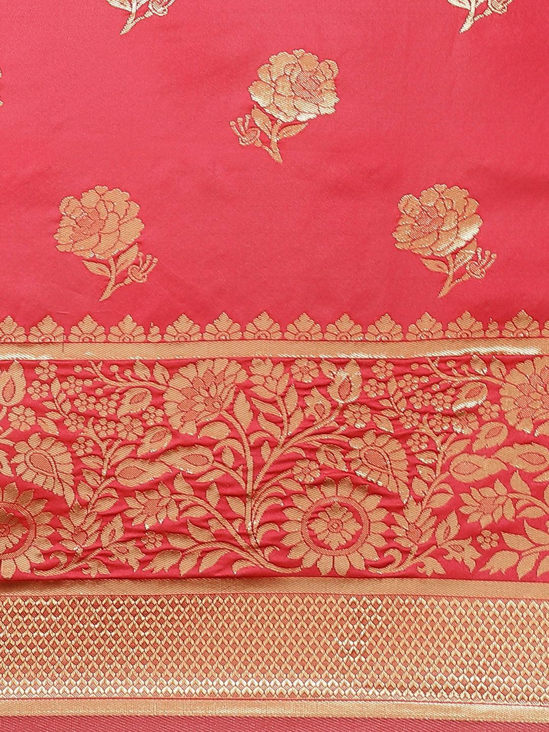 Pink Woven Design Brocade Saree