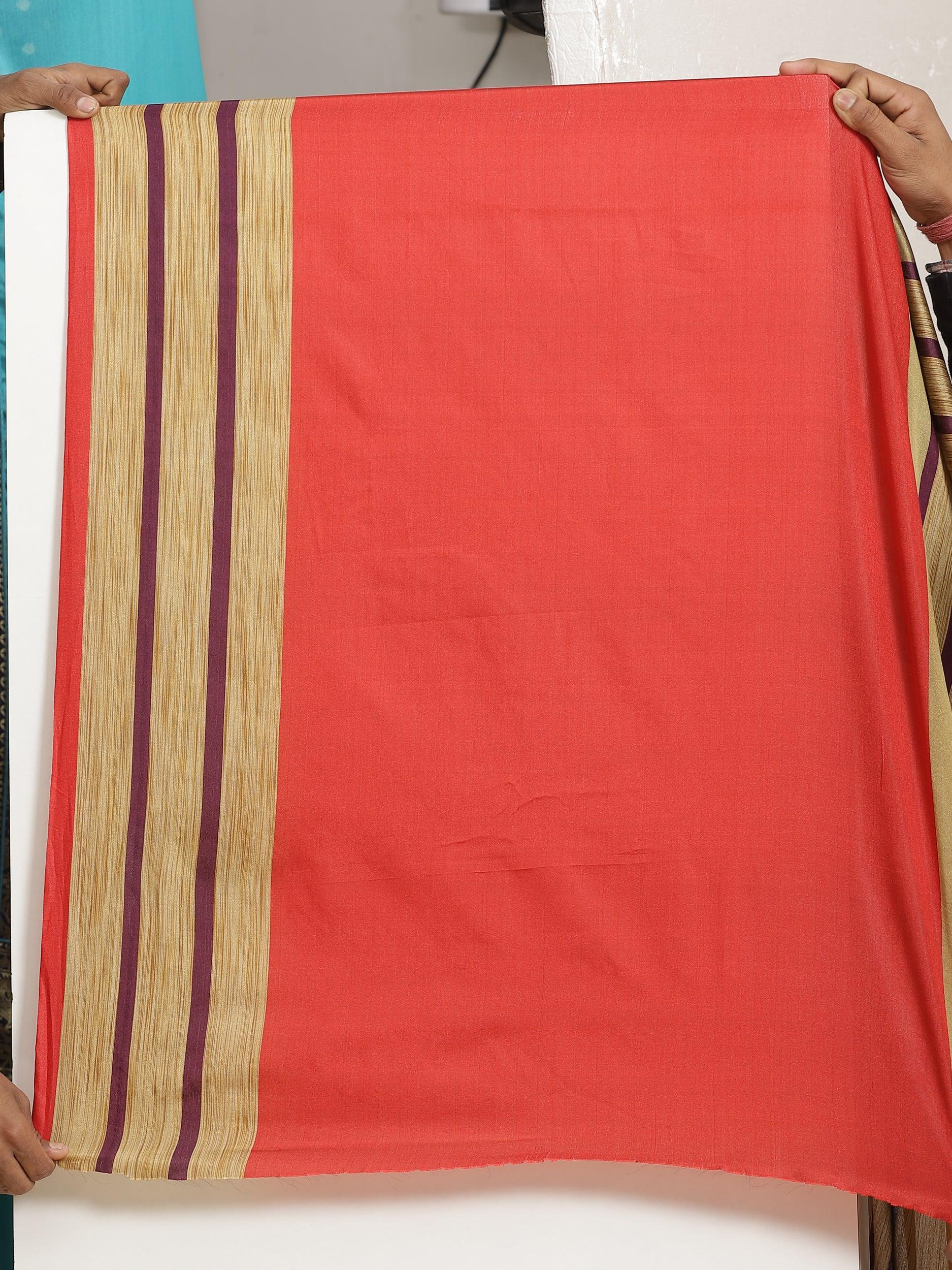 Multicoloured Striped Polyester Silk Saree