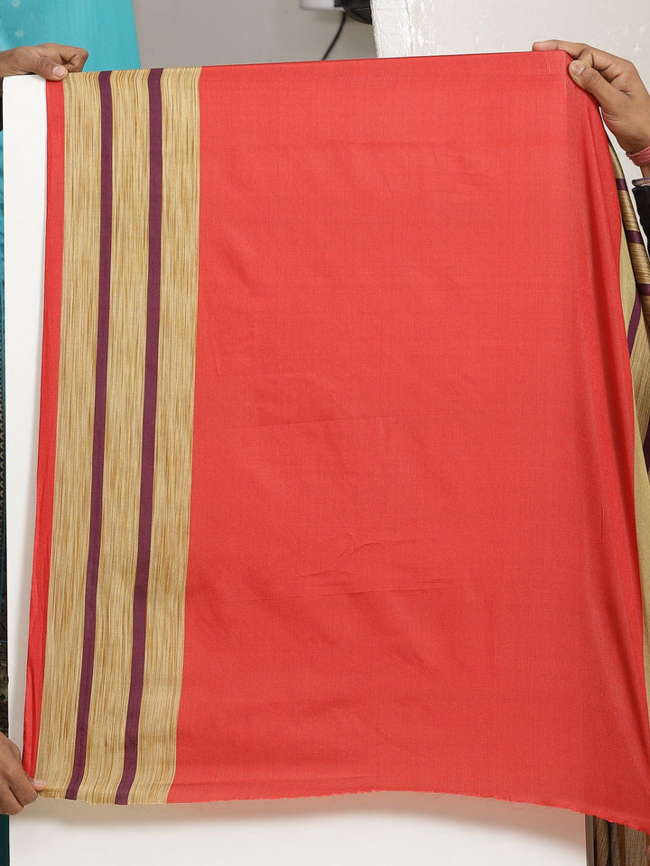 Multicoloured Striped Polyester Silk Saree - ShopLibas